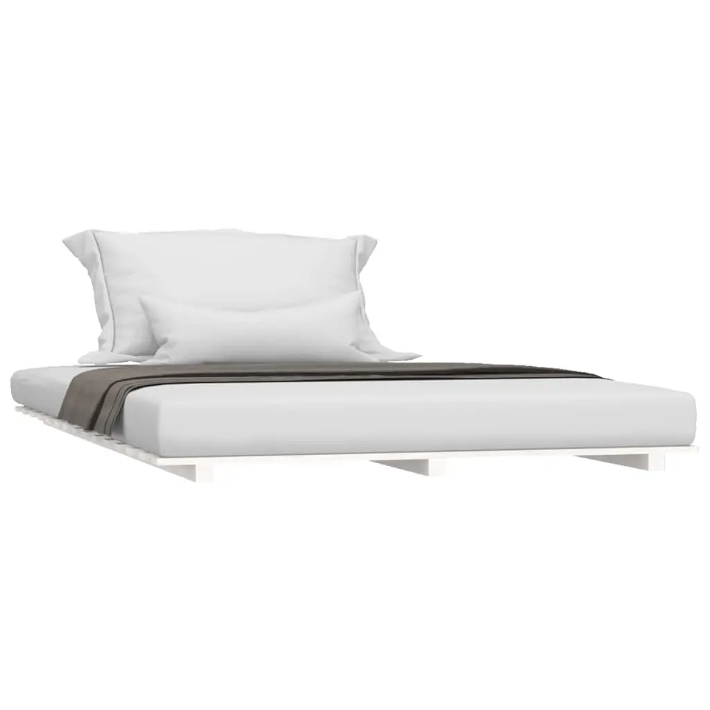 White Solid Pine Wood Bed Frame 150x200 cm