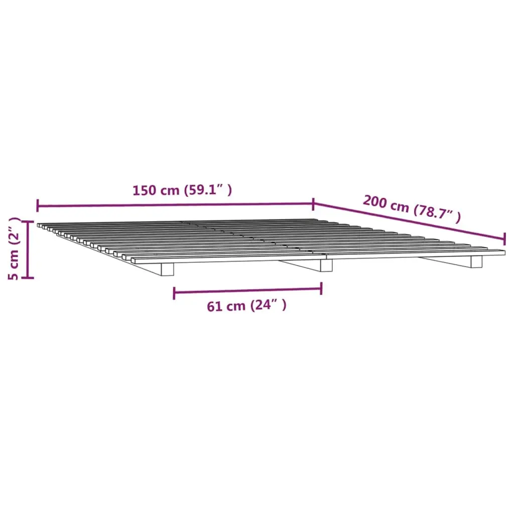 White Solid Pine Wood Bed Frame 150x200 cm