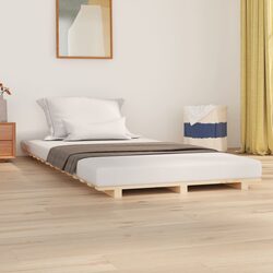 Solid Wood Pine Bed Frame 90x190 cm Slatted Base Bedroom Furniture Brown