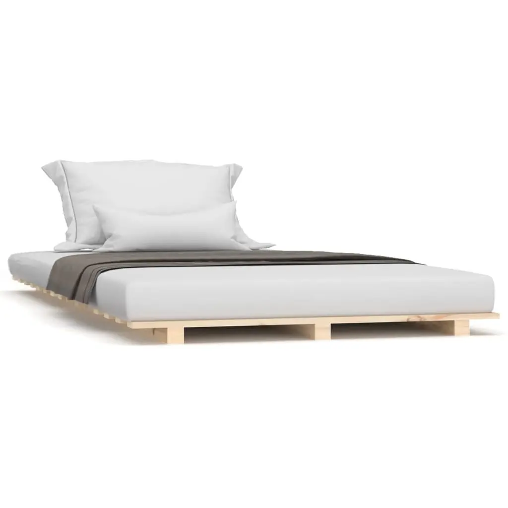 Solid Wood Pine Bed Frame Slatted Base 90x190 cm Brown
