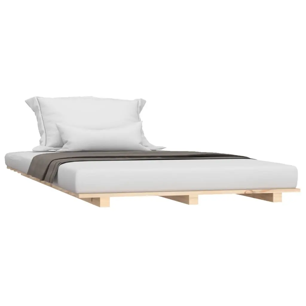 Solid Wood Pine Bed Frame Slatted Base 90x190 cm Brown