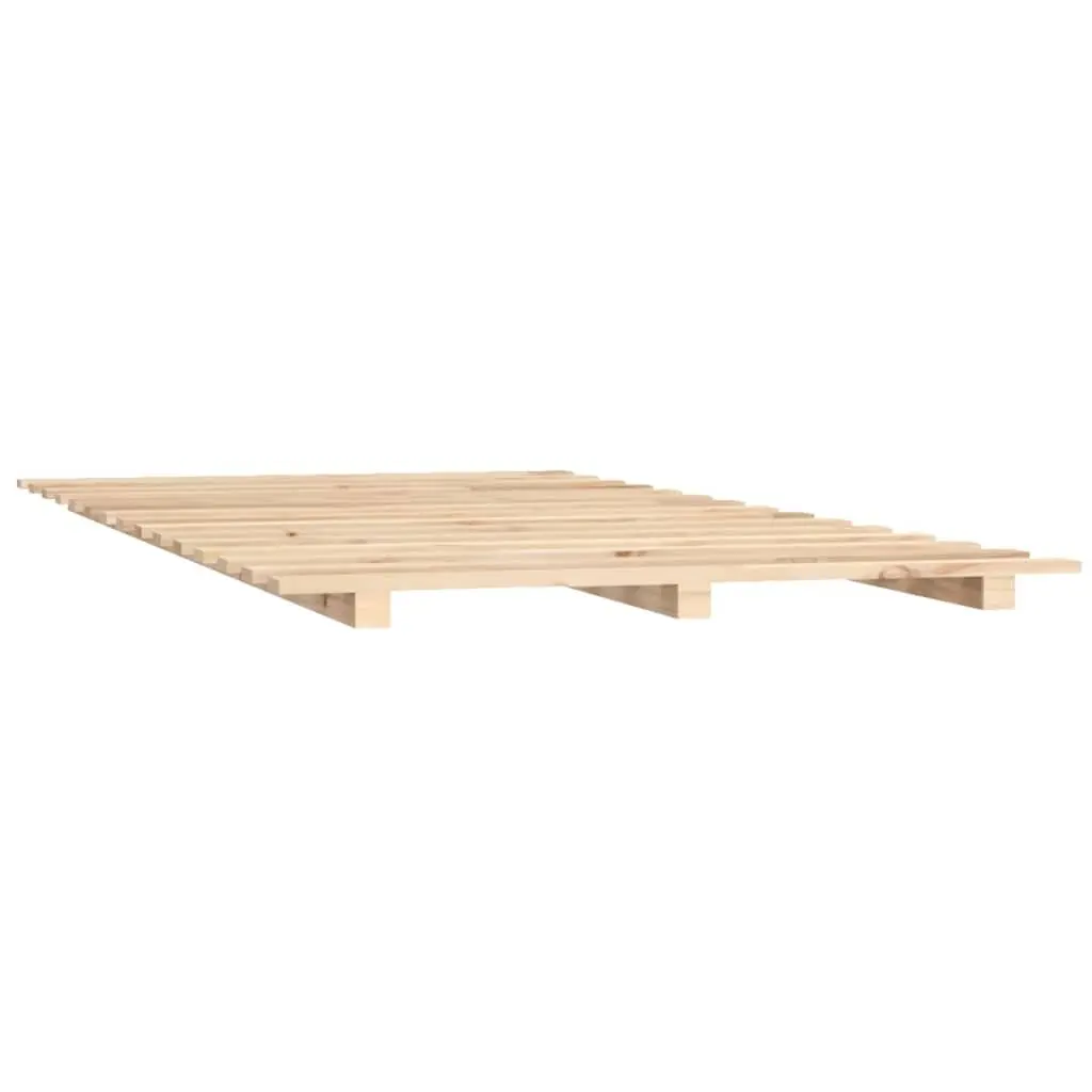 Solid Wood Pine Bed Frame Slatted Base 90x190 cm Brown
