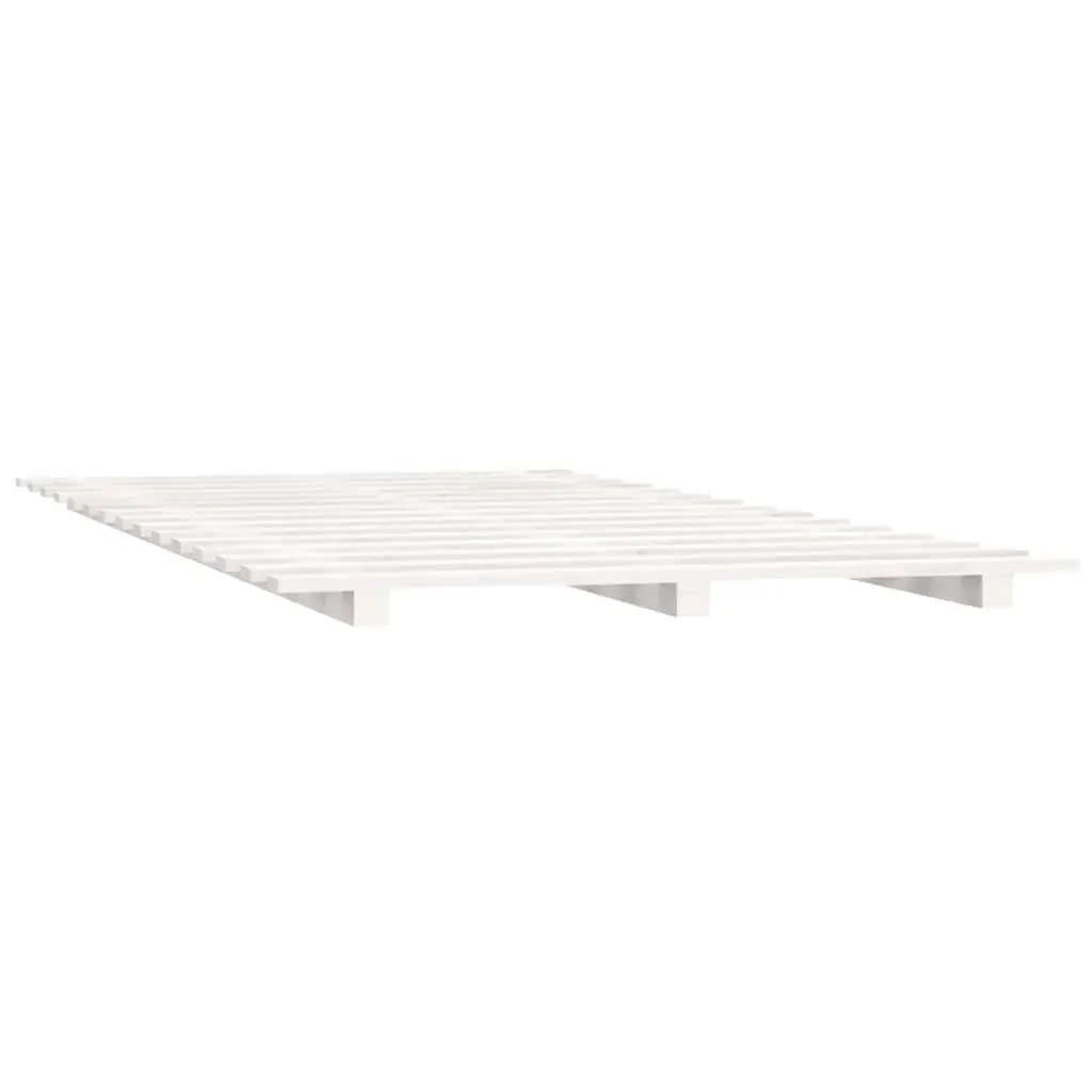 White Solid Pine Wood Bed Frame 90x190 cm with Slatted Base
