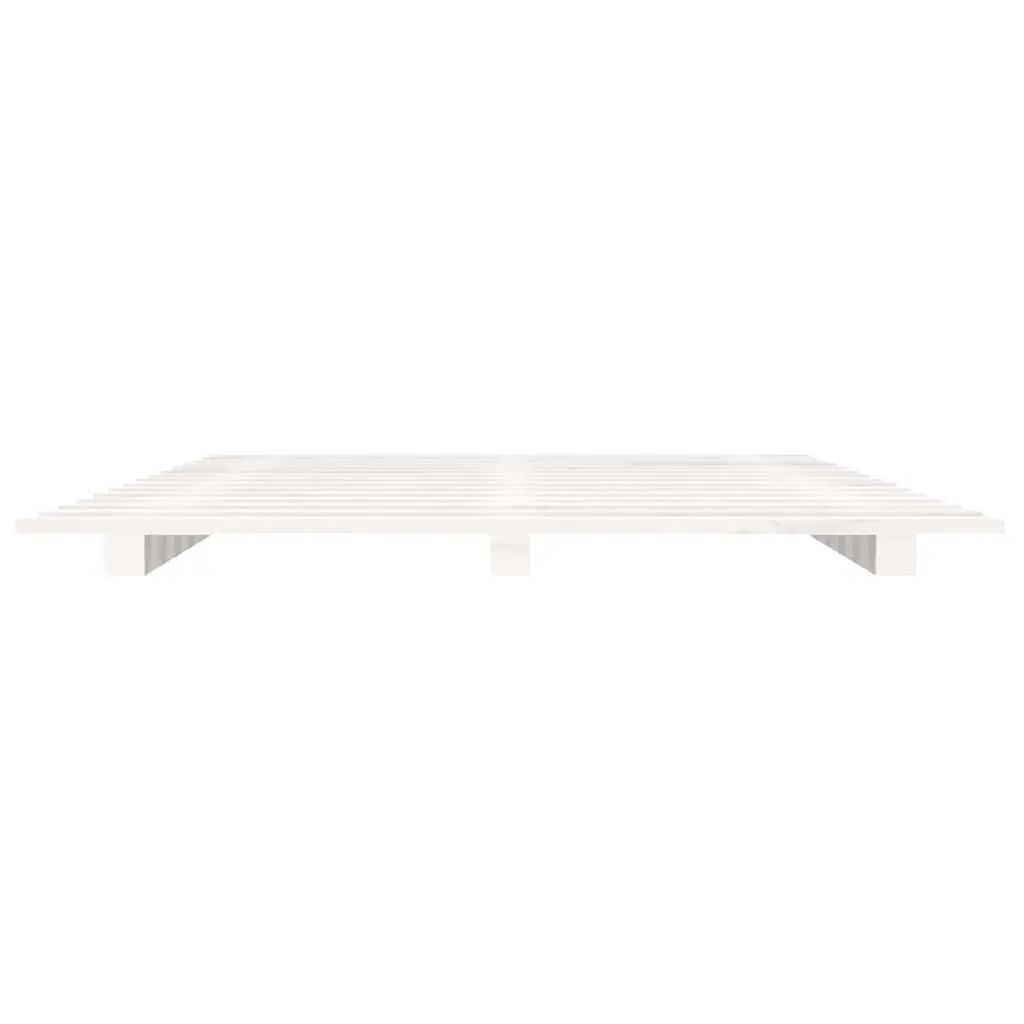 White Solid Pine Wood Bed Frame 90x190 cm with Slatted Base