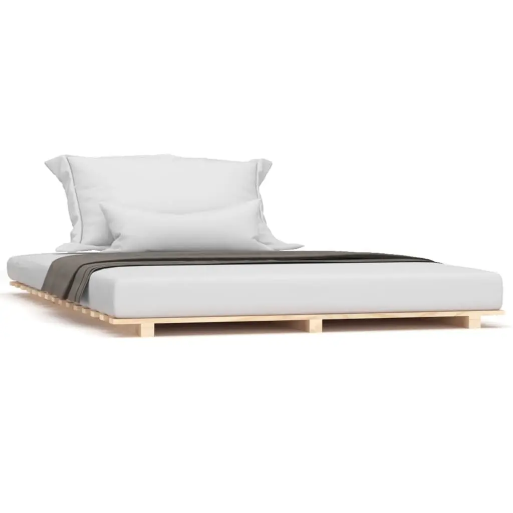 Solid Pine Wood Bed Frame 135x190 cm in Brown