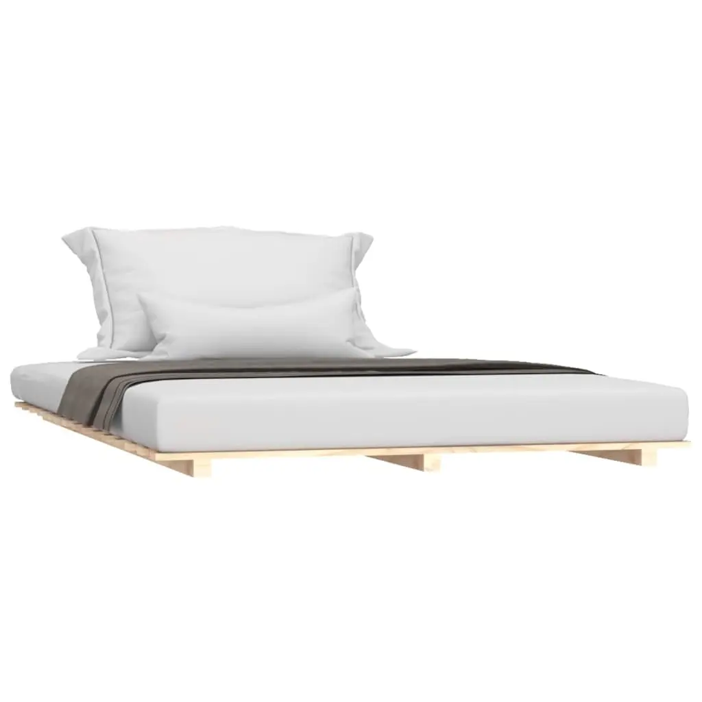 Solid Pine Wood Bed Frame 135x190 cm in Brown