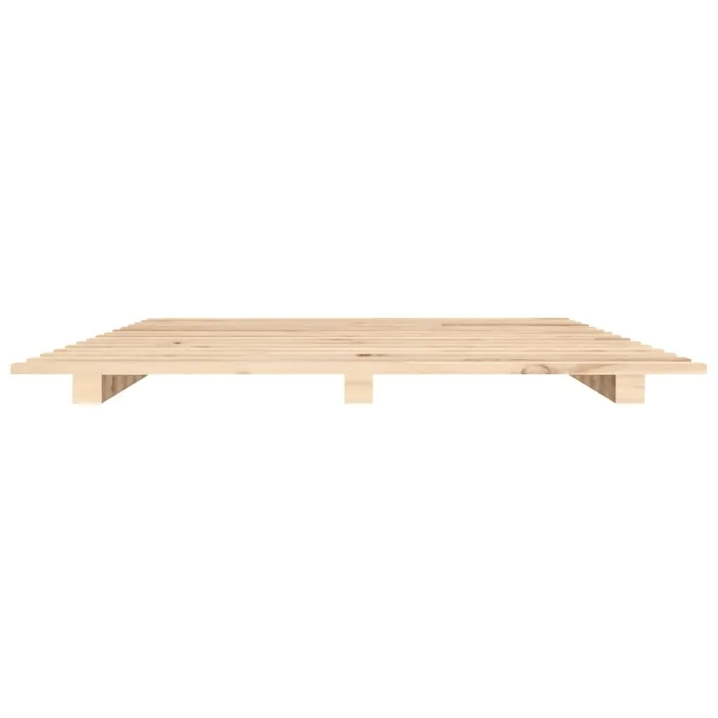 Solid Pine Wood Bed Frame 135x190 cm in Brown