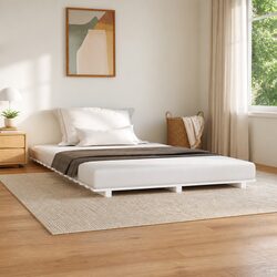 White Solid Wood Bed Frame 135x190 cm for Cozy Bedrooms