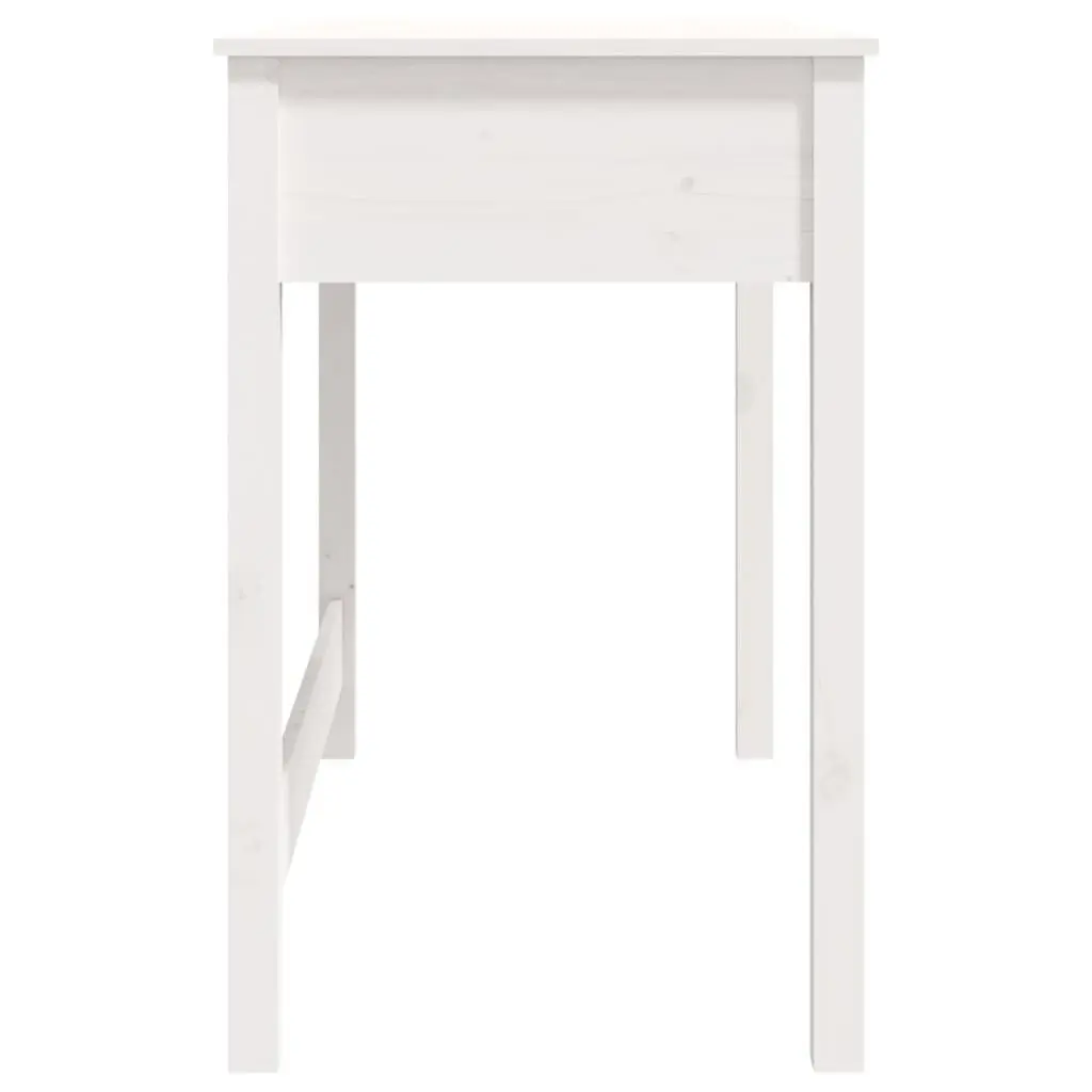 White Solid Wood Pine Desk with Storage Drawers