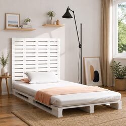 White Solid Pine Wood Wall Headboard 96cm