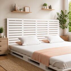 Elegant White Wall Headboard in Solid Pine for Bedrooms