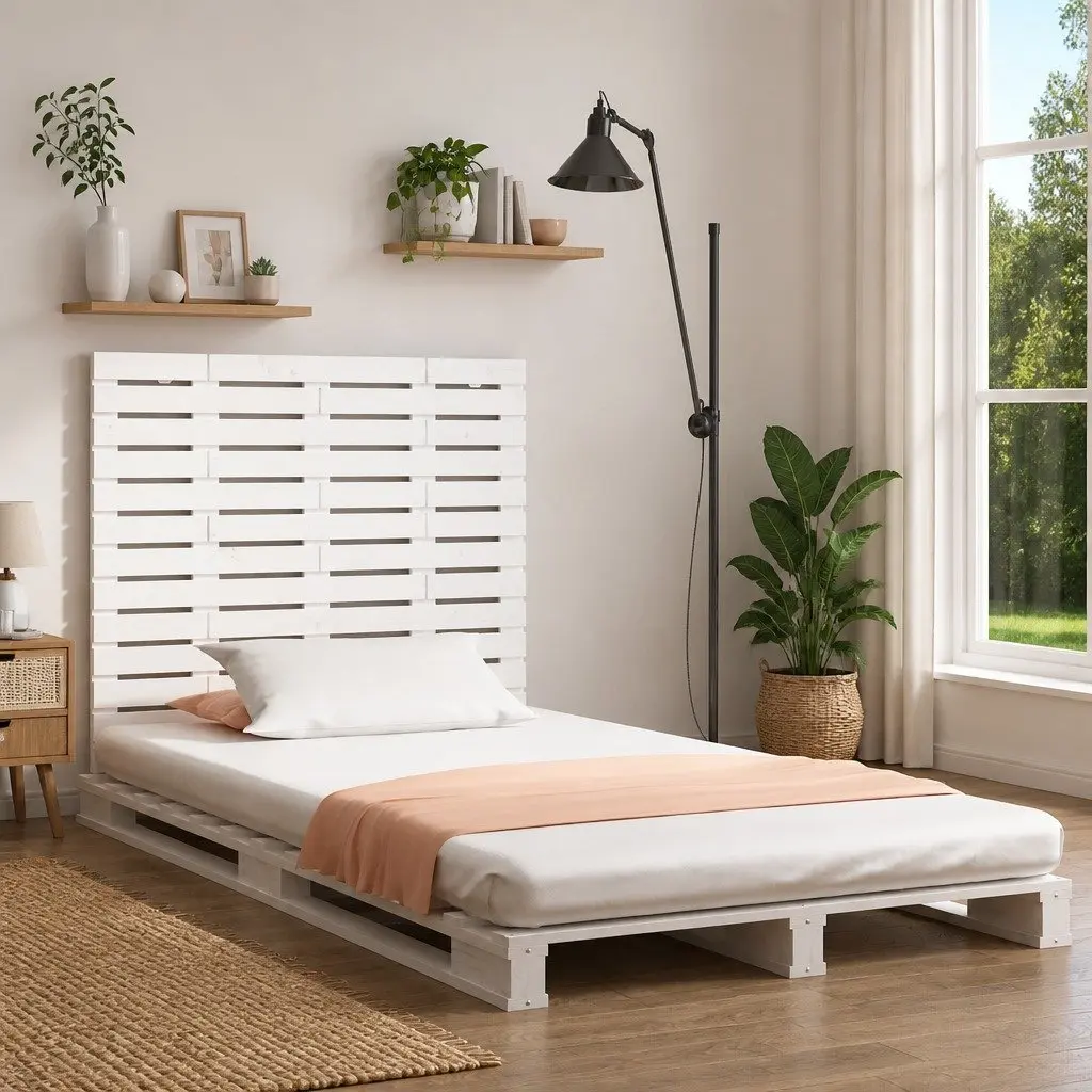 White Solid Pine Wall Headboard 141cm