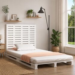 Elegant White Solid Pine Wall Headboard 141cm