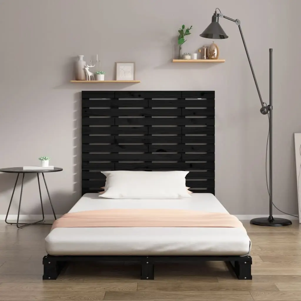 Black Solid Pine Wall Headboard for Bedrooms