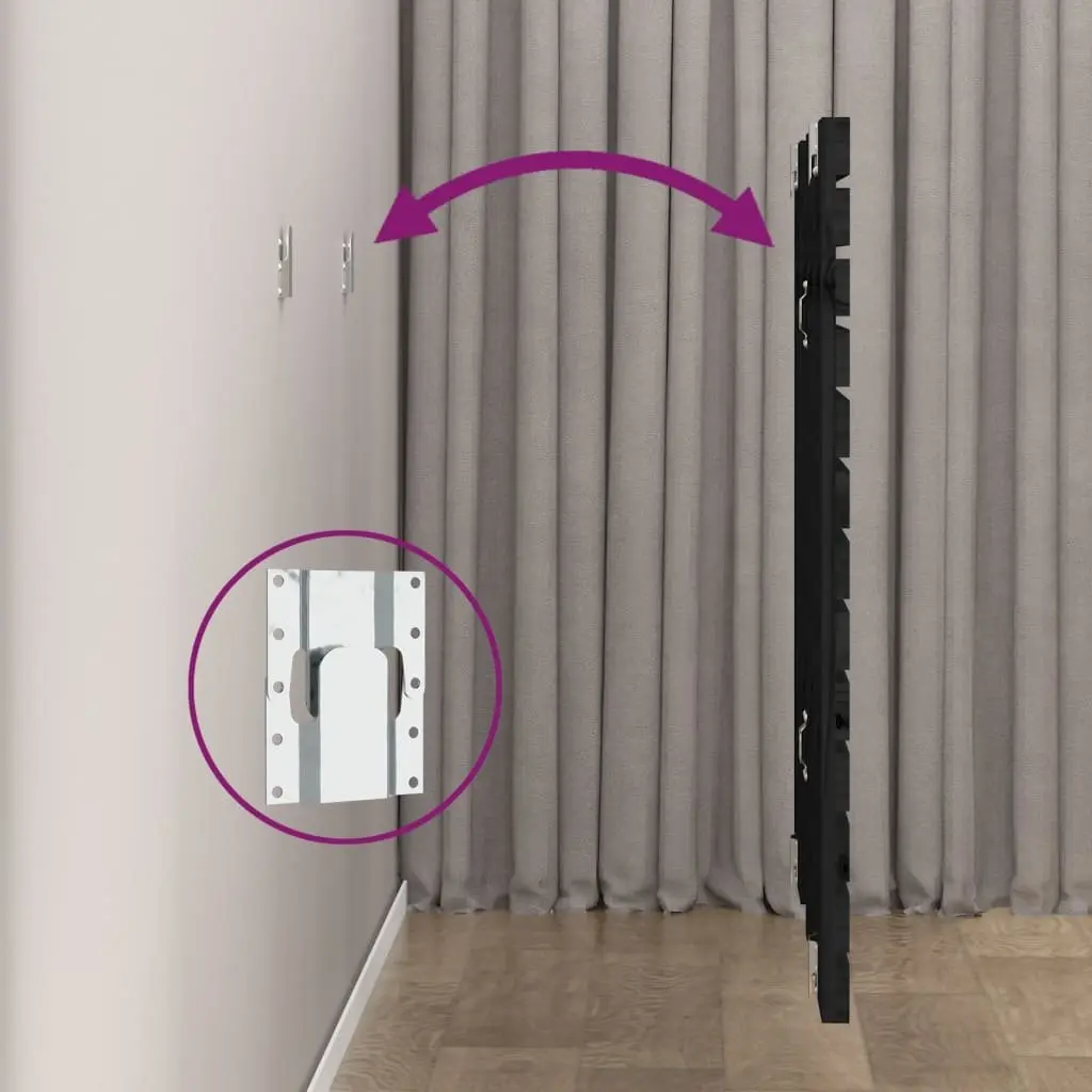 Black Solid Pine Wall Headboard for Bedrooms