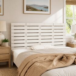 Elegant White Wall Headboard in Solid Pine 156cm