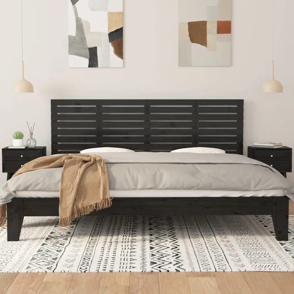 Black Wall Headboard 186 cm in Solid Pine