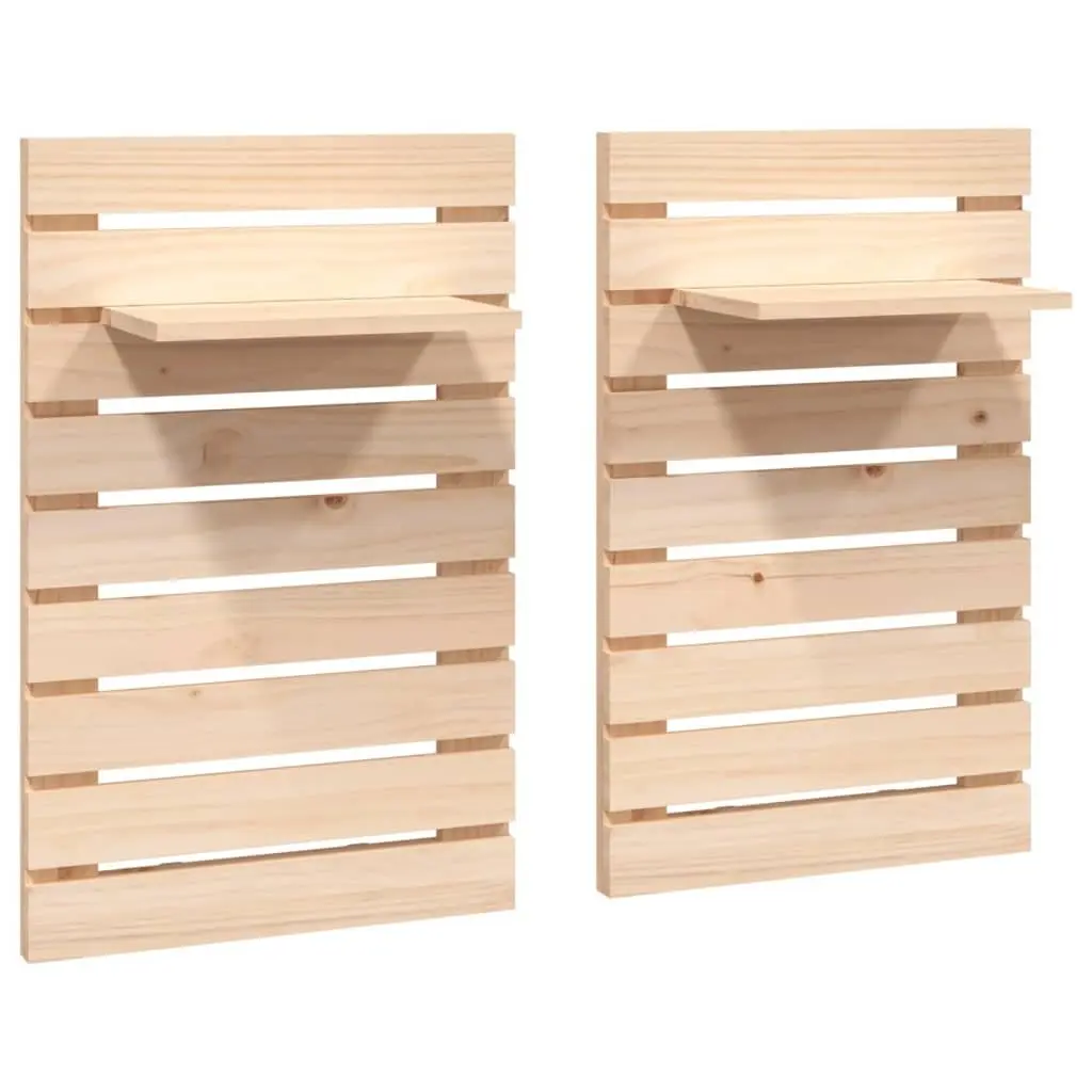 Wall-mounted Bedside Shelves Brown Solid Wood Pine 2 Piece