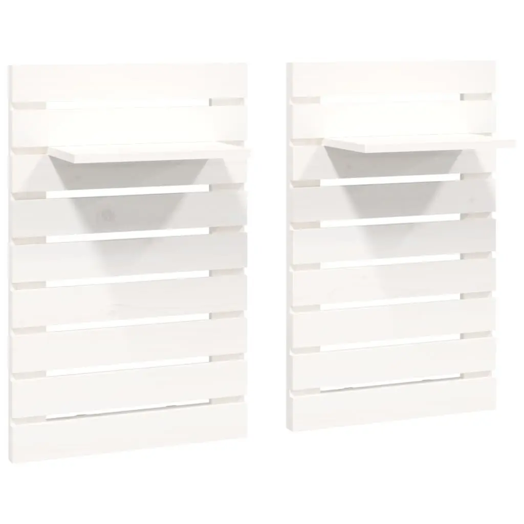 Wall-mounted Bedside Shelves White Solid Pine Wood 2 Piece Storage Display