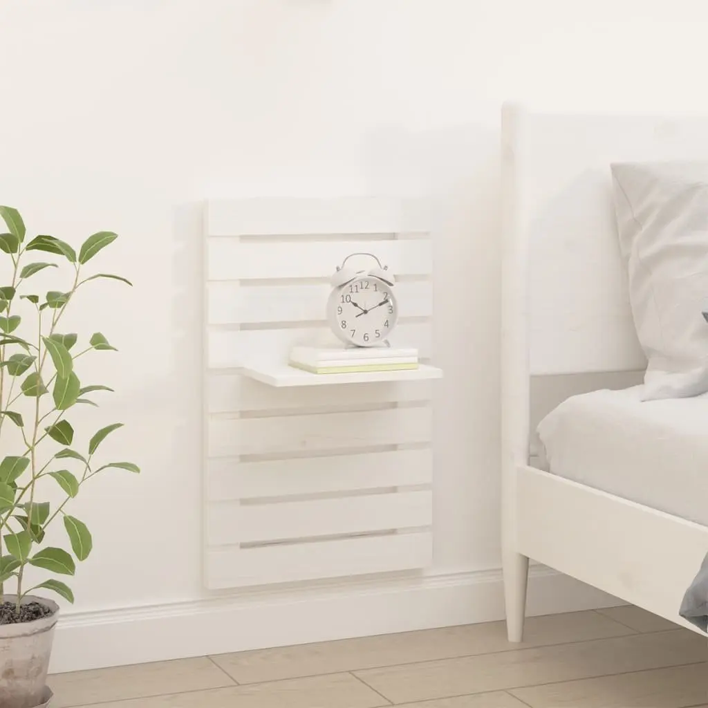Wall-mounted Bedside Shelves White Solid Pine Wood 2 Piece Storage Display