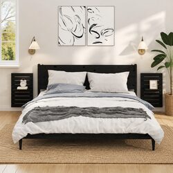Wall-Mounted Bedside Shelves Set of 2 in Black Pine