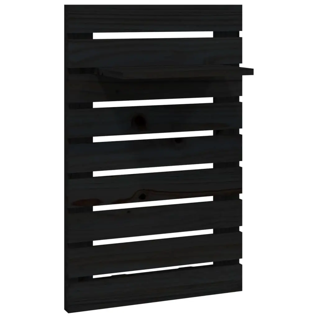Wall-mounted Bedside Shelves Black Solid Pine Wood 2 Piece Storage Display