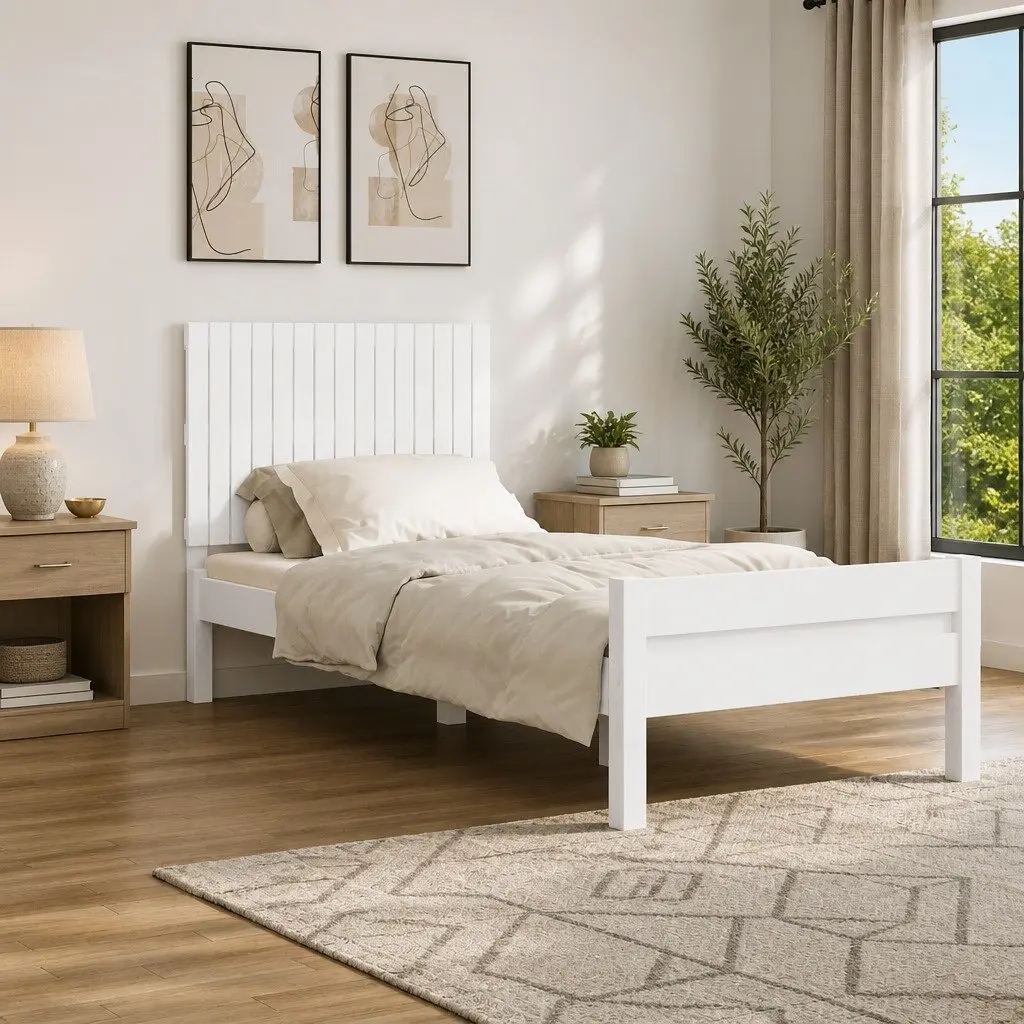 Headboard Wall Mounted White 95.5cm Solid Pine Wood