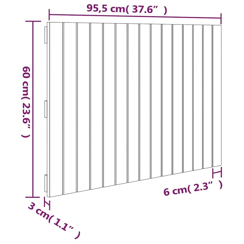 Headboard Wall Mounted White 95.5cm Solid Pine Wood