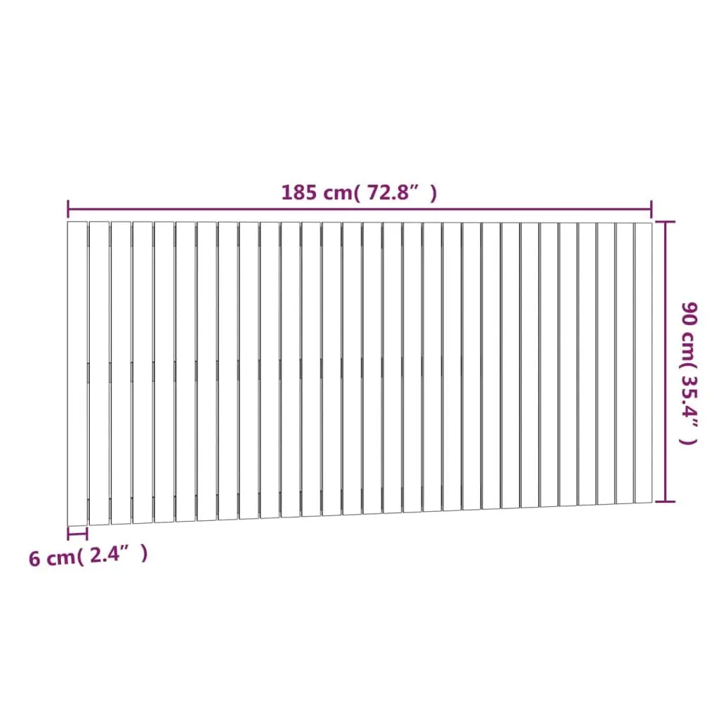 Brown Solid Pine Wall Headboard 185cm for Bedrooms