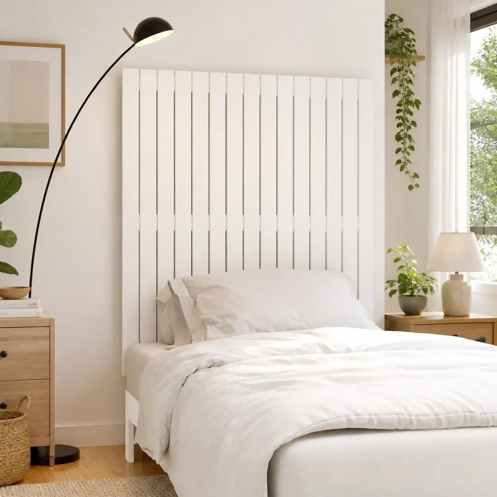 Wall-Mounted Headboard in White Solid Pine 95.5cm