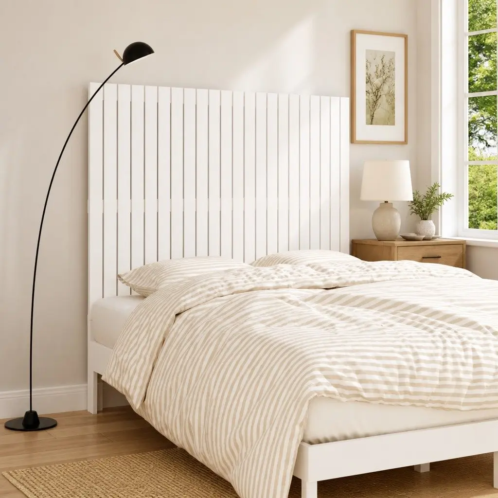 White Wall Headboard in Solid Pine 140cm