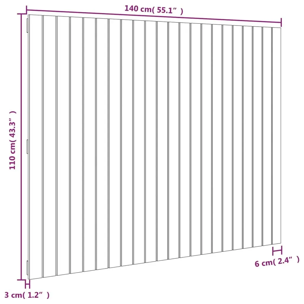 White Wall Headboard in Solid Pine 140cm