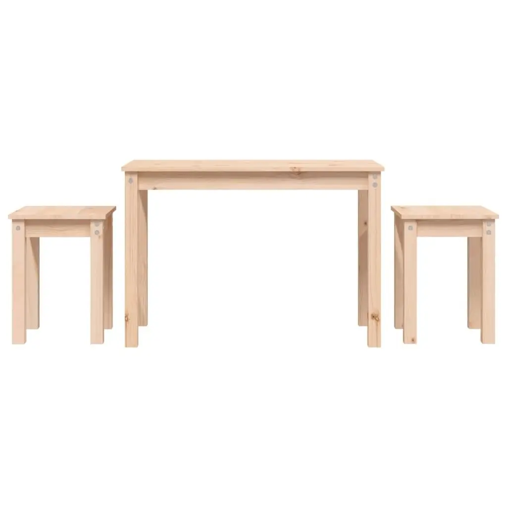 Nesting Tables Set of 3 Pine Wood Brown Side End Tables Living Room Bedroom