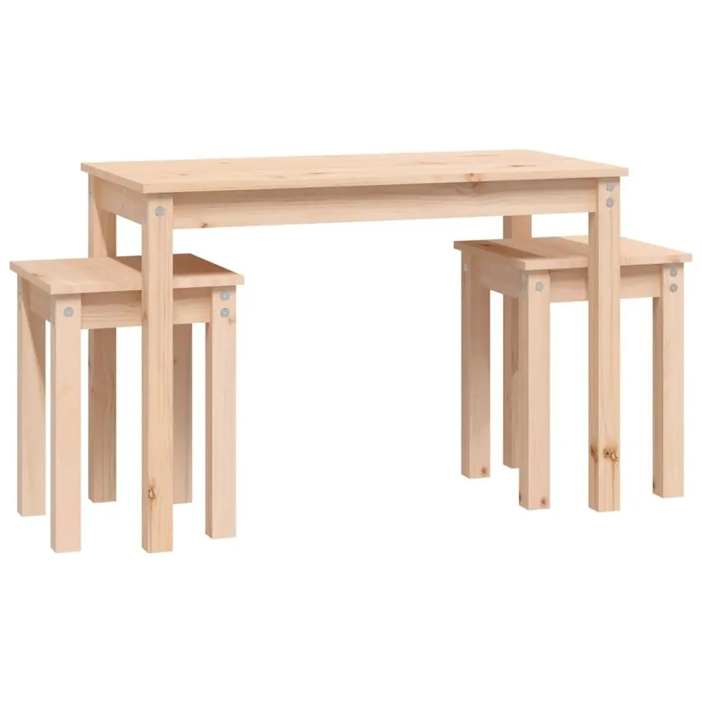 Nesting Tables Set of 3 Pine Wood Brown Side End Tables Living Room Bedroom