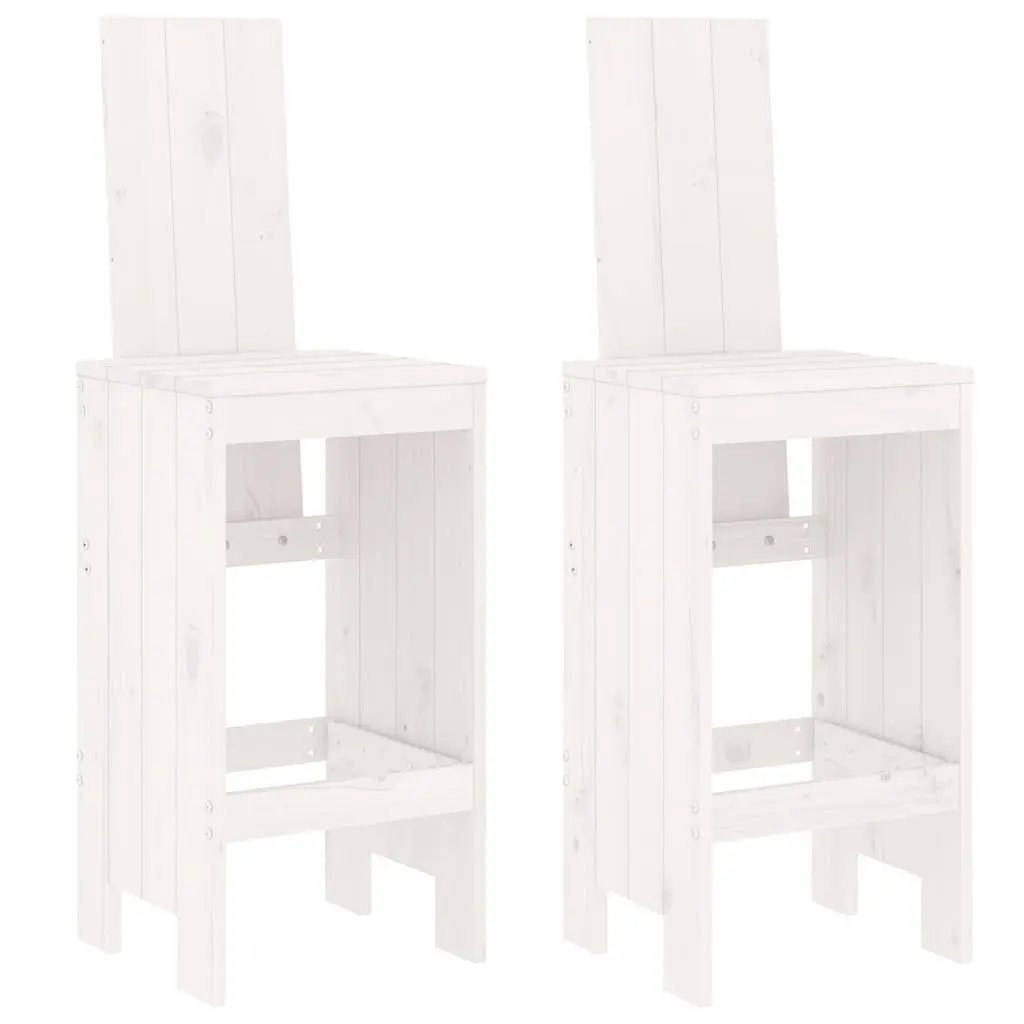 Bar Stools White Rustic 75 cm Solid Pine Wood 2 Piece
