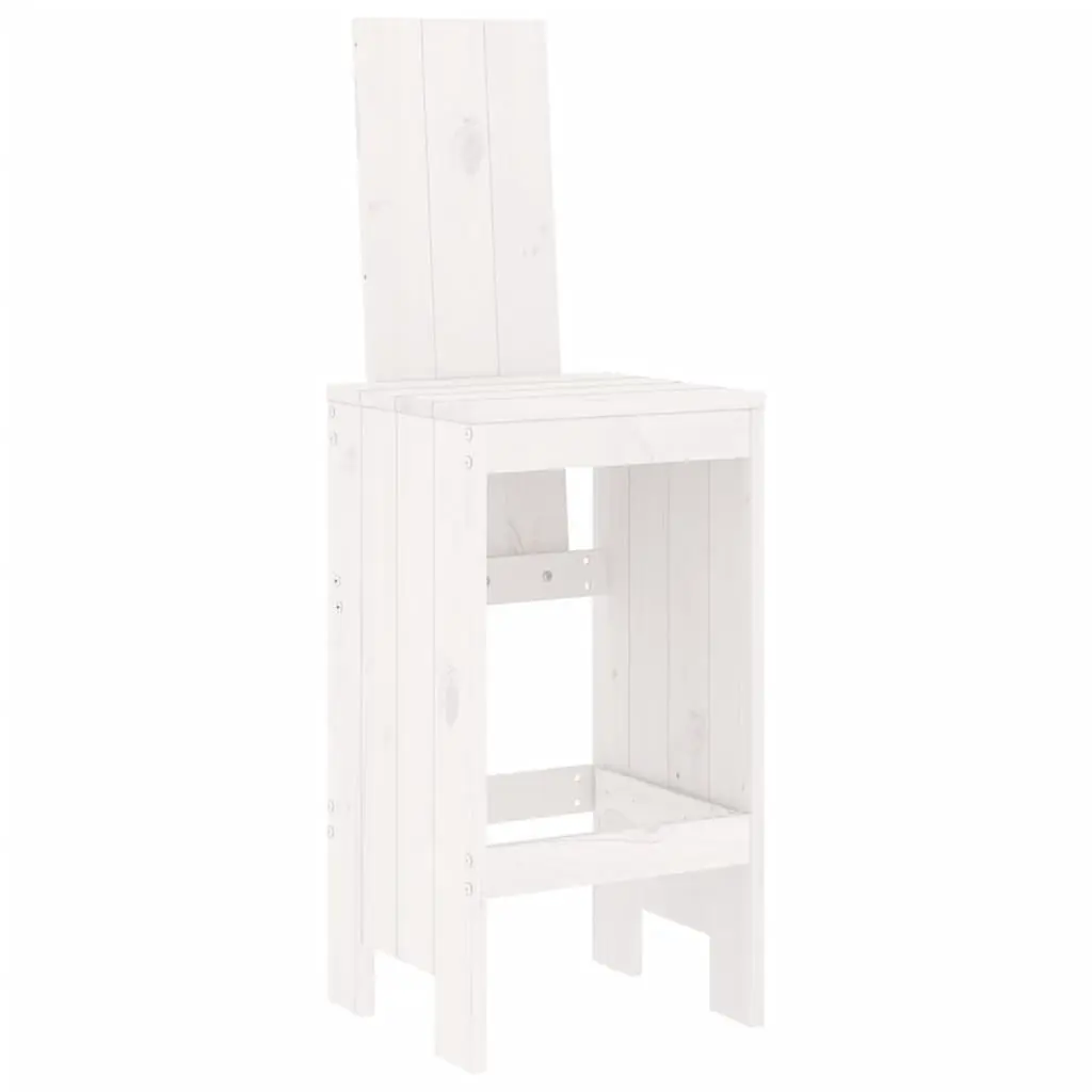 Bar Stools White Rustic 75 cm Solid Pine Wood 2 Piece