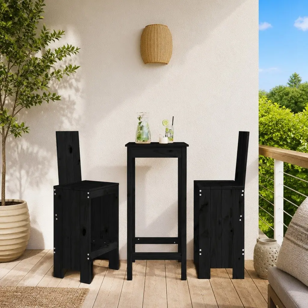 Pine Wood Bar Stools Rustic Black 40x42x120 cm 2 Piece