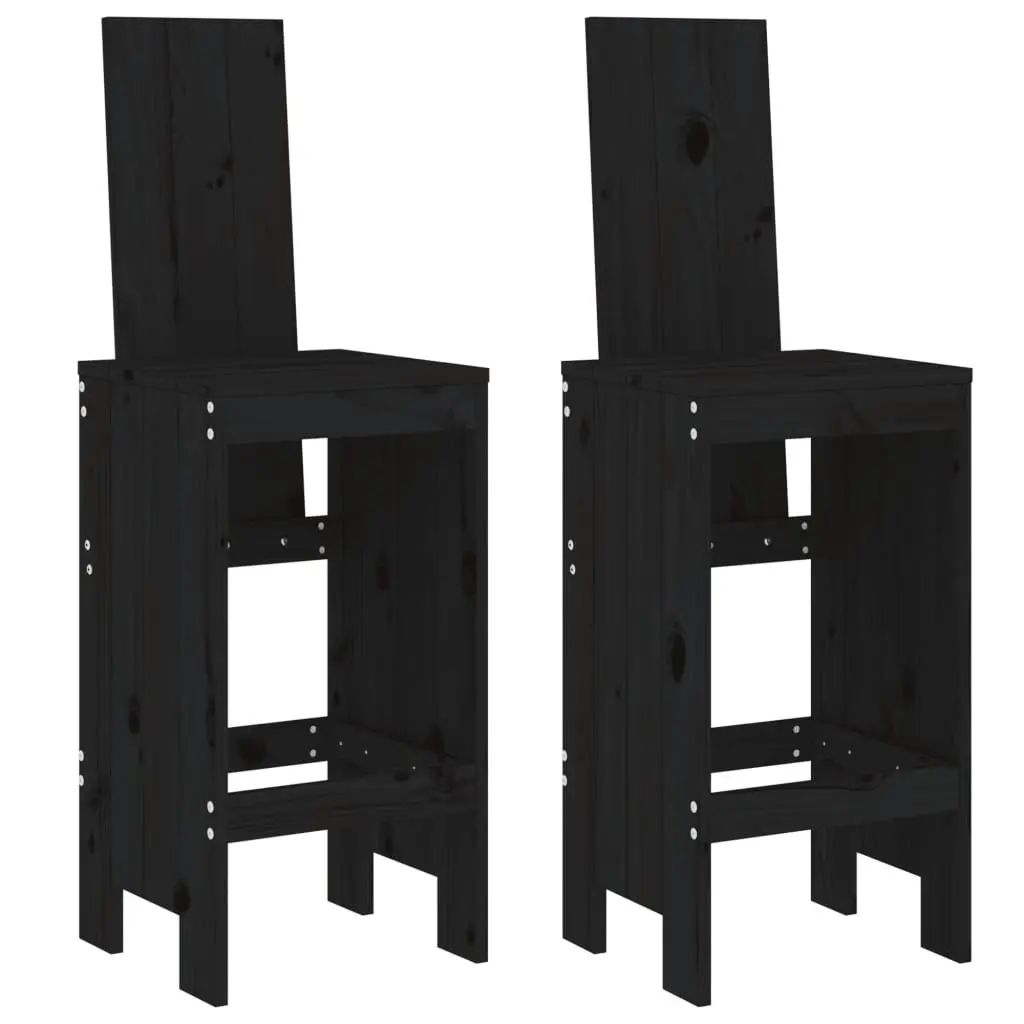Pine Wood Bar Stools Rustic Black 40x42x120 cm 2 Piece