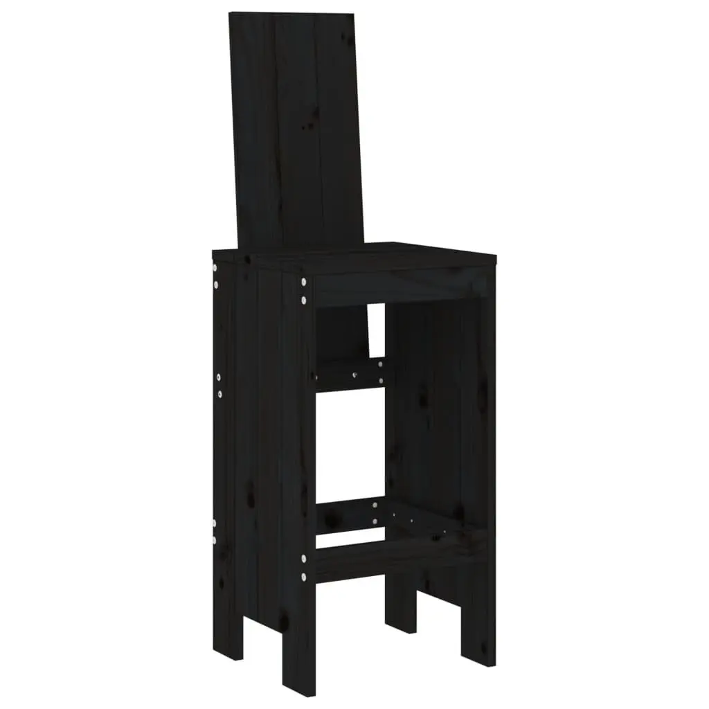 Pine Wood Bar Stools Rustic Black 40x42x120 cm 2 Piece
