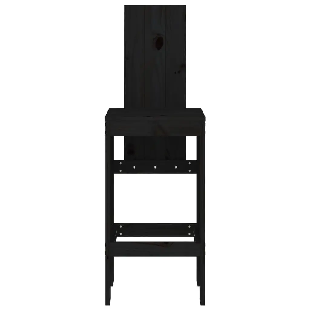 Pine Wood Bar Stools Rustic Black 40x42x120 cm 2 Piece