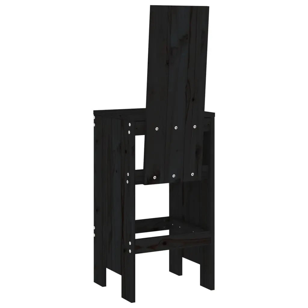 Pine Wood Bar Stools Rustic Black 40x42x120 cm 2 Piece