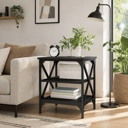 Black Storage Side Table for Living Room Comfort