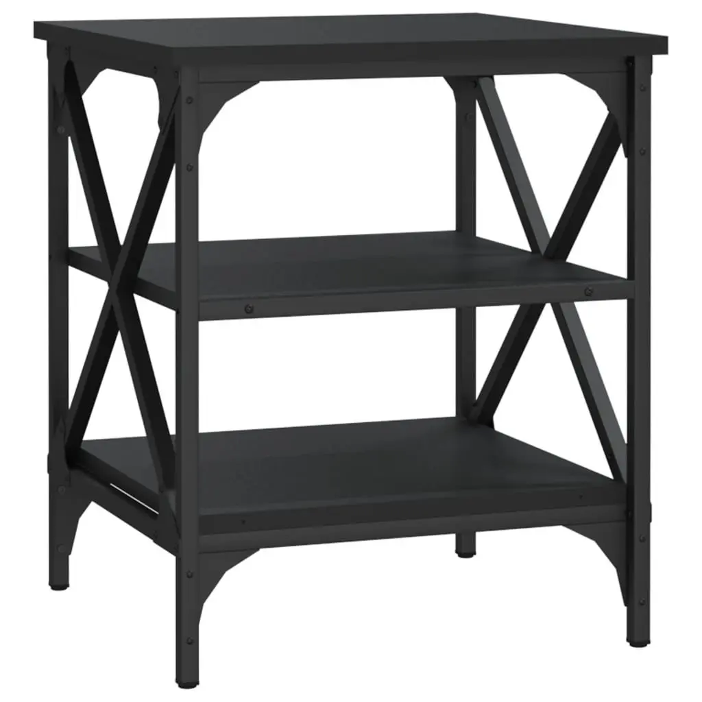 Engineered Wood Side Table Black Accent Storage Living Room 40cm x 42cm x 50cm