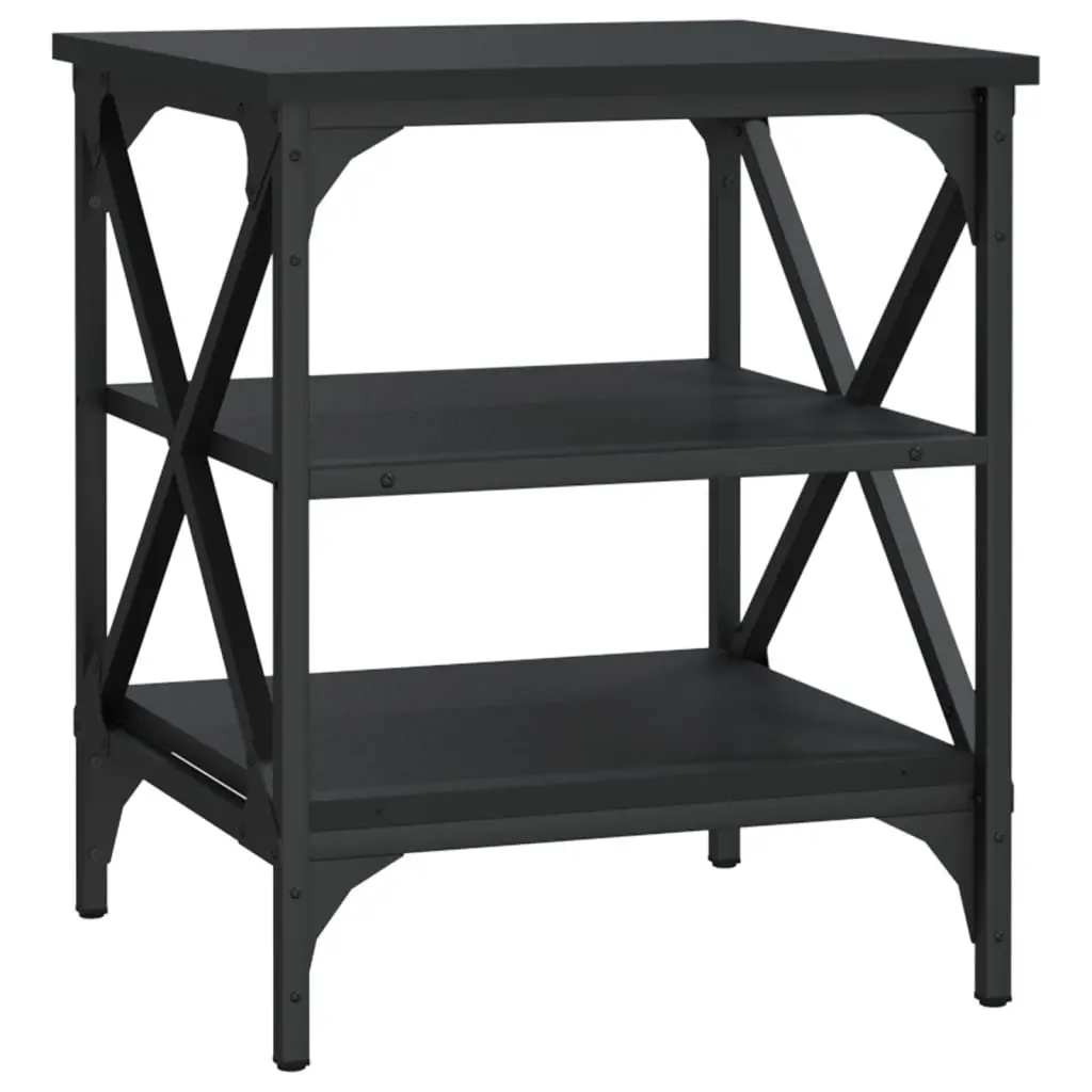 End Tables Industrial Style Black 40x42x50cm Engineered Wood and Steel Frame 2 Piece Storage Side Tables