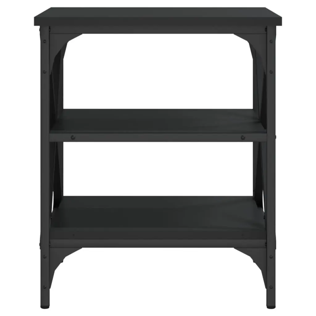 End Tables Industrial Style Black 40x42x50cm Engineered Wood and Steel Frame 2 Piece Storage Side Tables