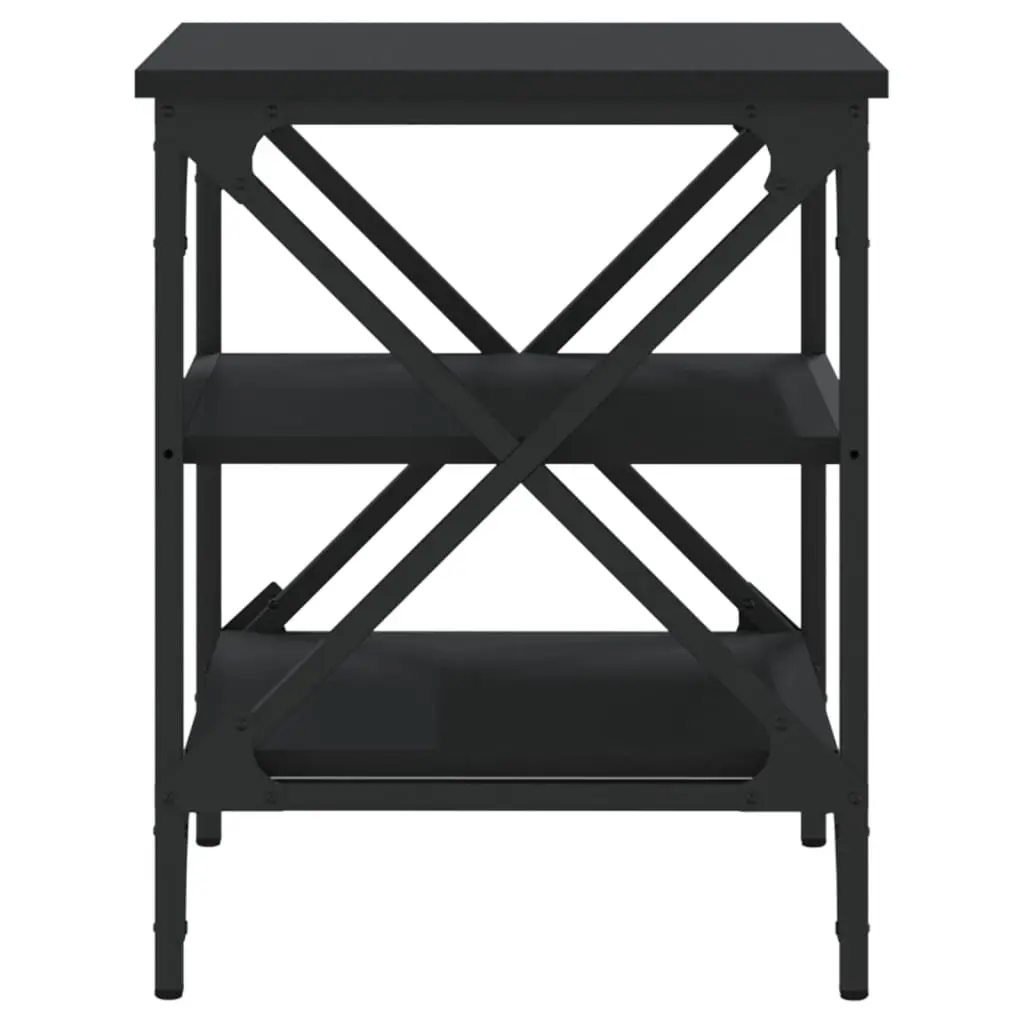 End Tables Industrial Style Black 40x42x50cm Engineered Wood and Steel Frame 2 Piece Storage Side Tables