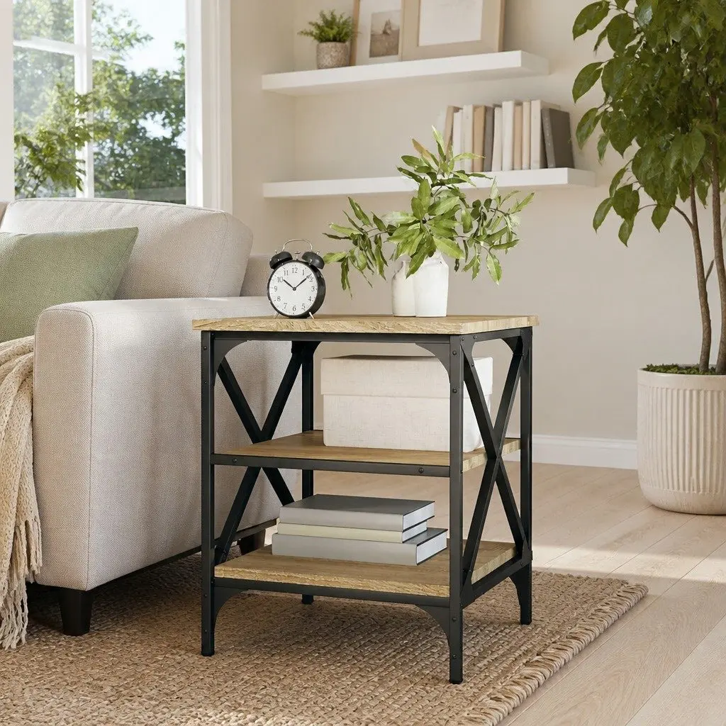 End Table Brown Accent 40x42x50cm Engineered Wood