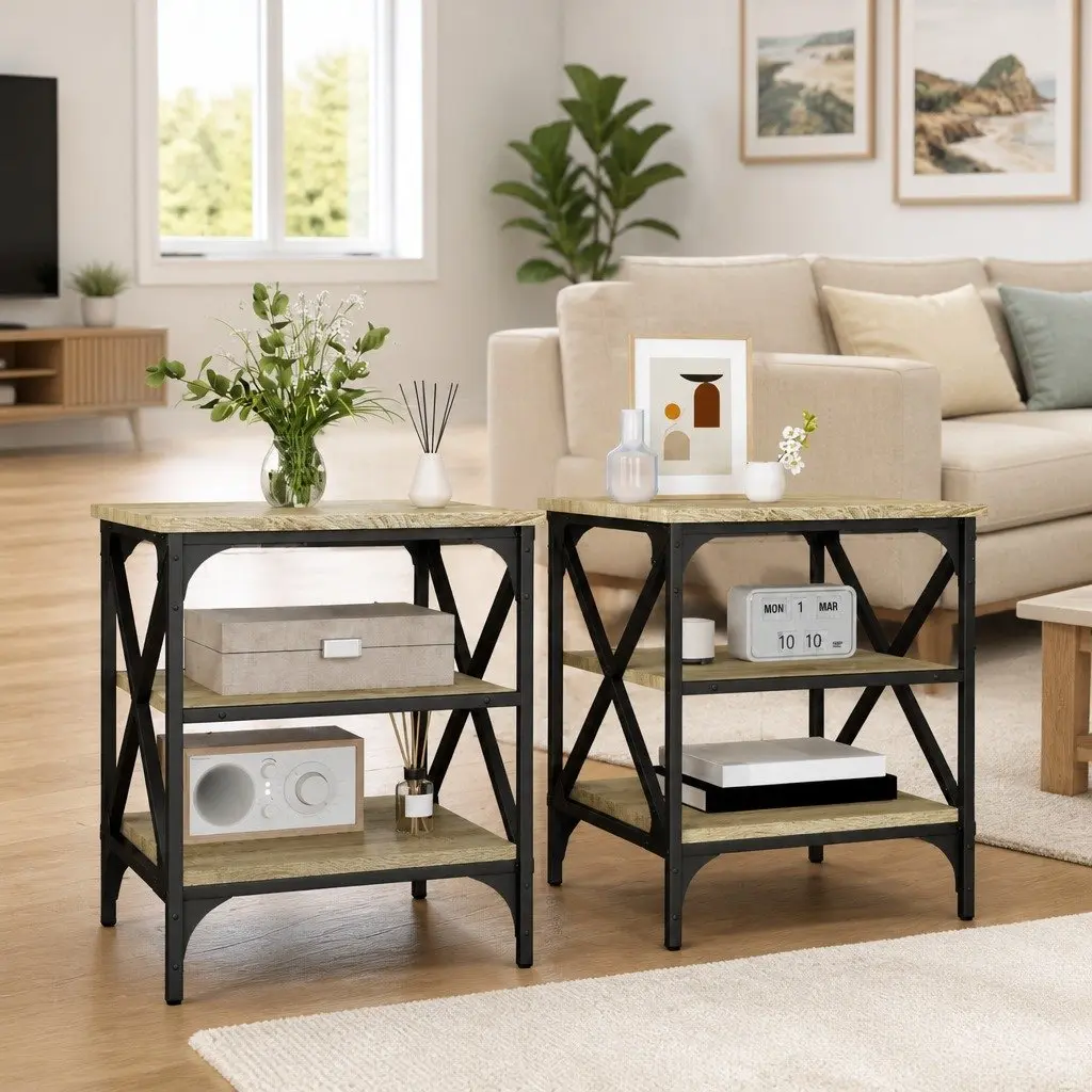 Sonoma Oak Brown Side Tables Set of 2