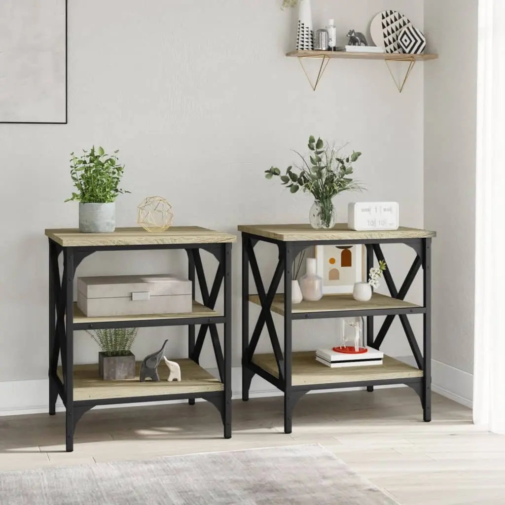 Sonoma Oak Brown Side Tables Set of 2
