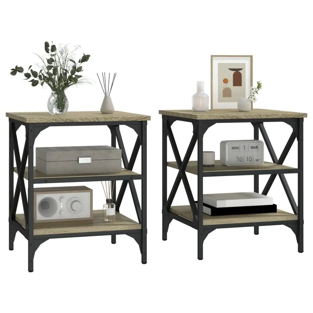 Sonoma Oak Brown Side Tables Set of 2